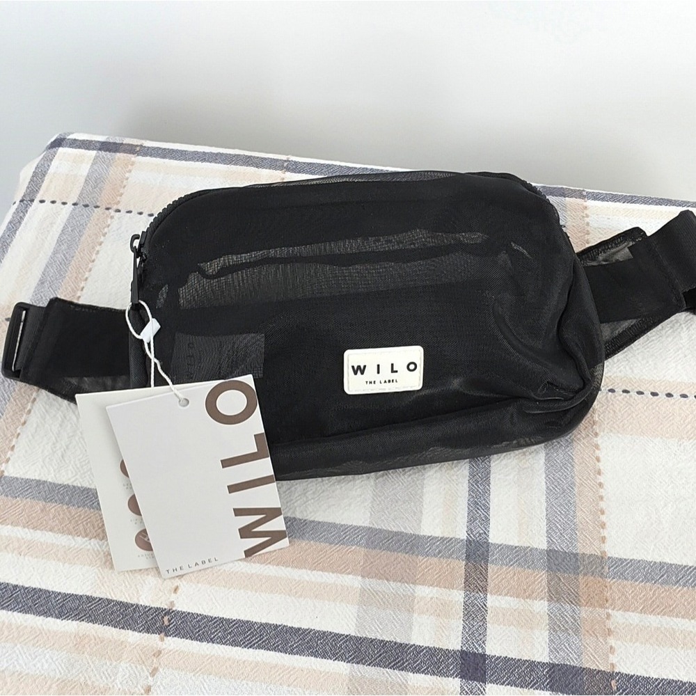 Wilo The Label Active Sheer Belt Bag Black Mesh Fanny Pack Anthropologie NWT